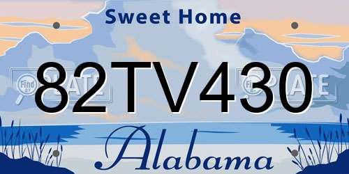 82TV430 Alabama License Plate