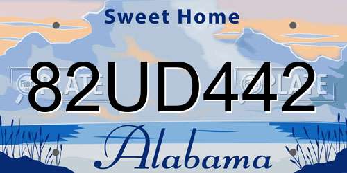 82UD442 Alabama License Plate