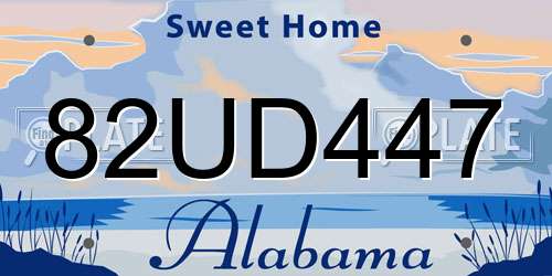 82UD447 Alabama License Plate