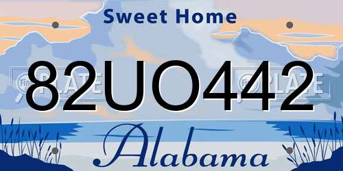 82UO442 Alabama License Plate