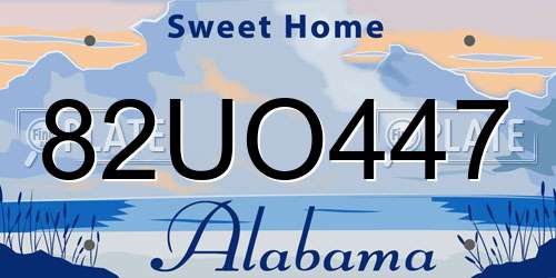 82UO447 Alabama License Plate