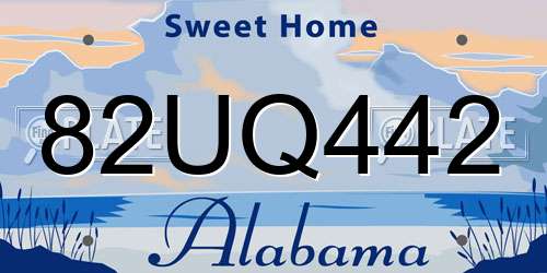 82UQ442 Alabama License Plate