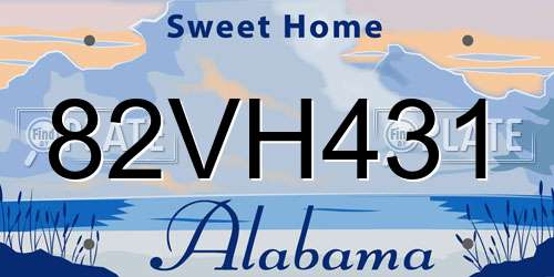 82VH431 Alabama License Plate