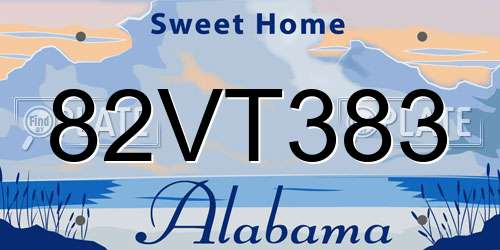 82VT383 Alabama License Plate