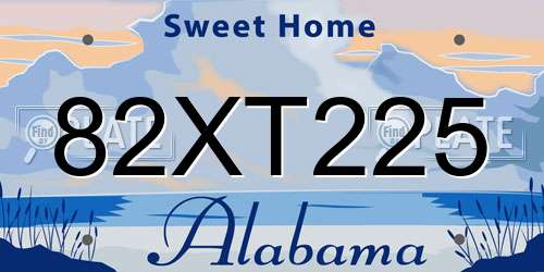 82XT225 Alabama License Plate