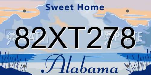 82XT278 Alabama License Plate