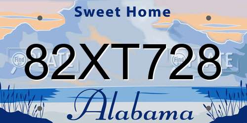 82XT728 Alabama License Plate