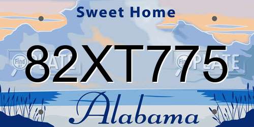 82XT775 Alabama License Plate
