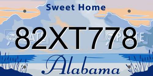 82XT778 Alabama License Plate