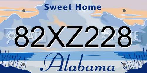 82XZ228 Alabama License Plate