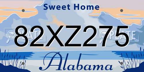 82XZ275 Alabama License Plate