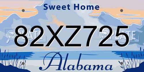 82XZ725 Alabama License Plate