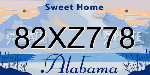 82XZ778 Alabama License Plate