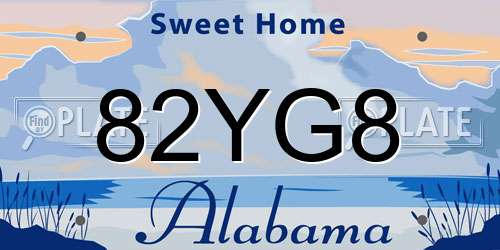 82YG8 Alabama License Plate