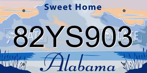 82YS903 Alabama License Plate