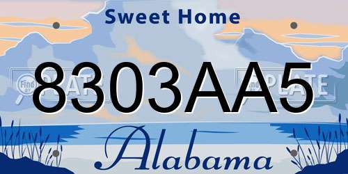 8303AA5 Alabama License Plate