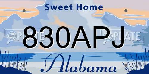830APJ Alabama License Plate