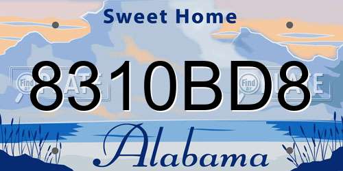 8310BD8 Alabama License Plate