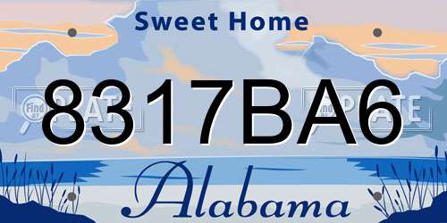 8317BA6 Alabama License Plate
