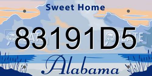 83191D5 Alabama License Plate