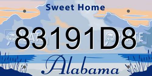 83191D8 Alabama License Plate