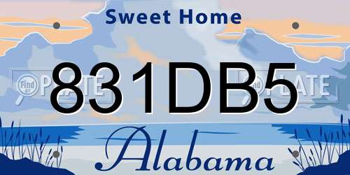831DB5 Alabama License Plate
