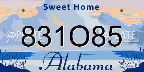 831O85 Alabama License Plate