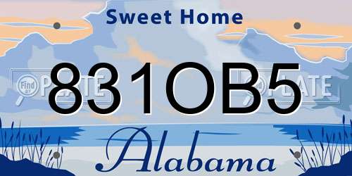 831OB5 Alabama License Plate
