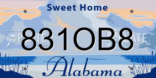 831OB8 Alabama License Plate