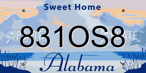 831OS8 Alabama License Plate