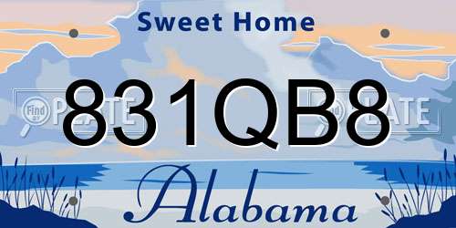 831QB8 Alabama License Plate