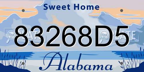 83268D5 Alabama License Plate