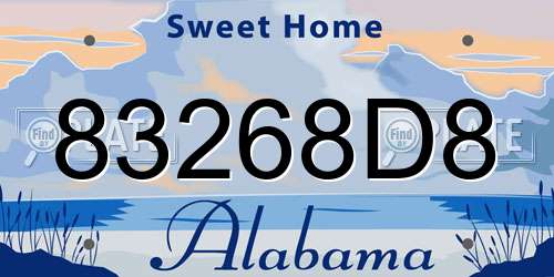 83268D8 Alabama License Plate