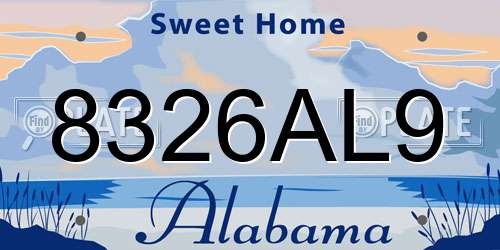 8326AL9 Alabama License Plate
