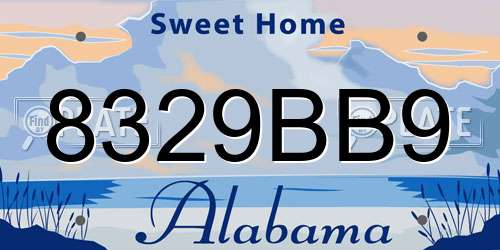8329BB9 Alabama License Plate