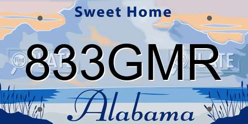 833GMR Alabama License Plate