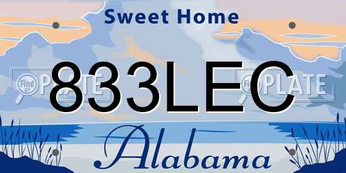 833LEC Alabama License Plate