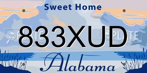 833XUD Alabama License Plate