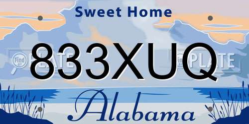 833XUQ Alabama License Plate