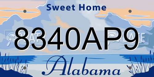 8340AP9 Alabama License Plate