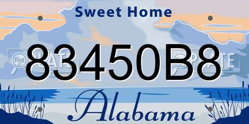 83450B8 Alabama License Plate
