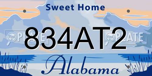 834AT2 Alabama License Plate