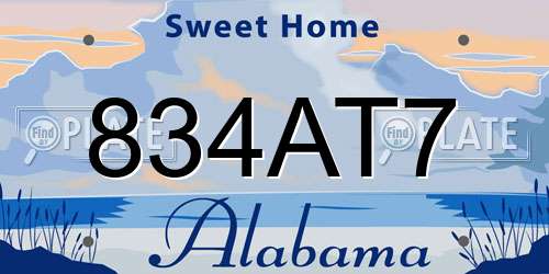 834AT7 Alabama License Plate