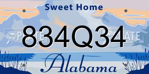 834Q34 Alabama License Plate