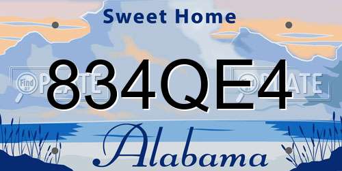 834QE4 Alabama License Plate