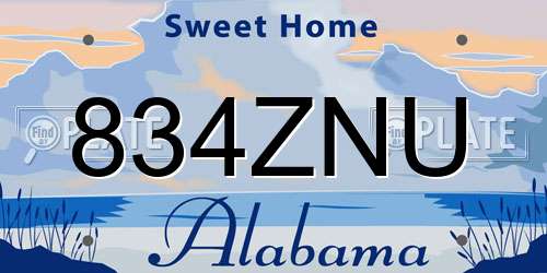 834ZNU Alabama License Plate
