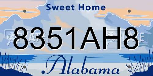 8351AH8 Alabama License Plate