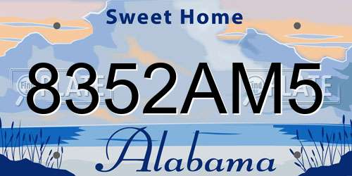 8352AM5 Alabama License Plate
