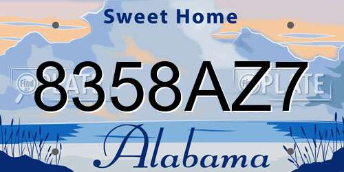 8358AZ7 Alabama License Plate