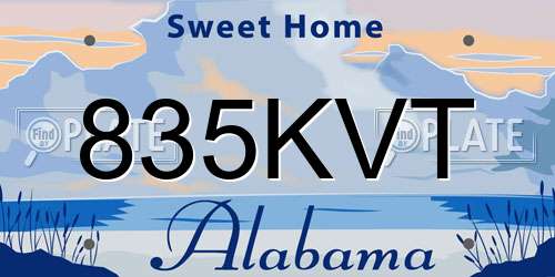 835KVT Alabama License Plate